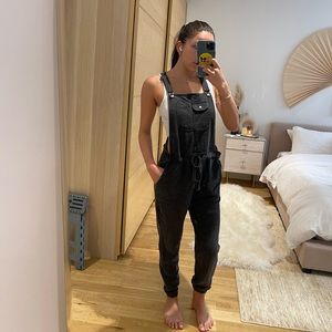 Sweatpant Overalls in Dark Grey